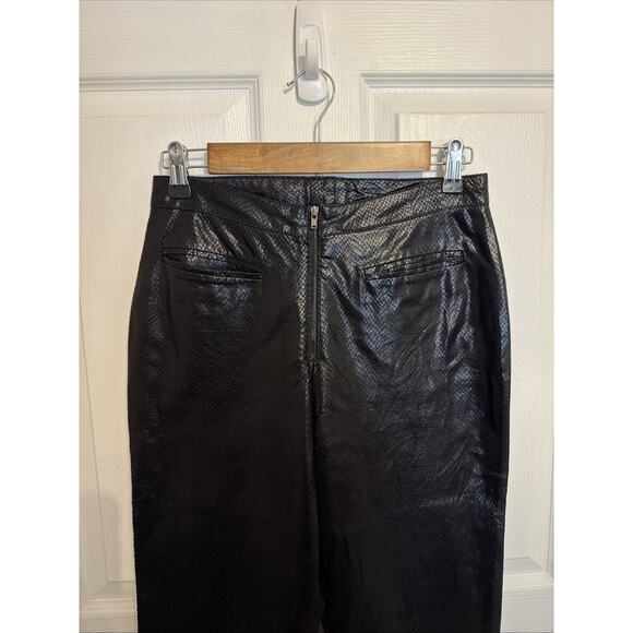 VTG Cache Y2K Black Leather Pants Snake Texture Size 4 Straight Leg Zipper Front - Picture 1 of 7